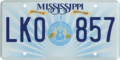 MS license plate LKO857