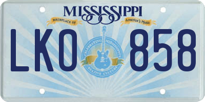 MS license plate LKO858