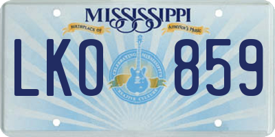 MS license plate LKO859