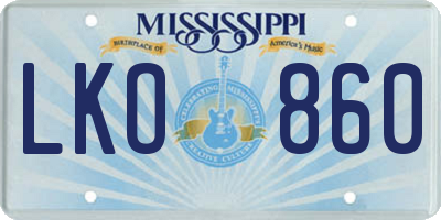 MS license plate LKO860