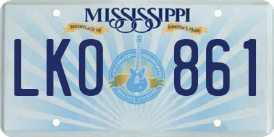 MS license plate LKO861