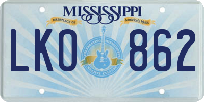 MS license plate LKO862