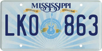 MS license plate LKO863