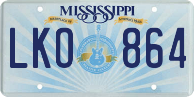 MS license plate LKO864