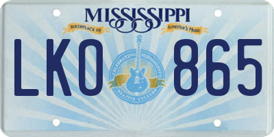 MS license plate LKO865