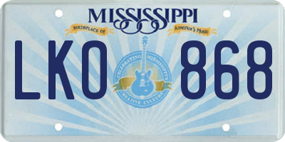 MS license plate LKO868