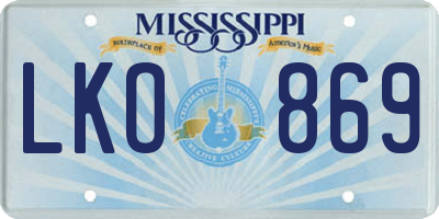 MS license plate LKO869