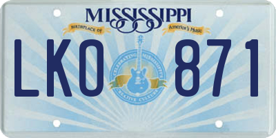 MS license plate LKO871