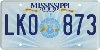 MS license plate LKO873