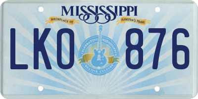 MS license plate LKO876