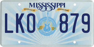 MS license plate LKO879