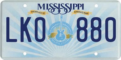 MS license plate LKO880