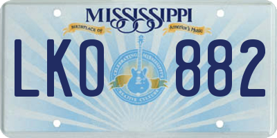 MS license plate LKO882