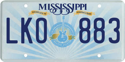 MS license plate LKO883