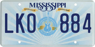 MS license plate LKO884