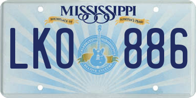 MS license plate LKO886