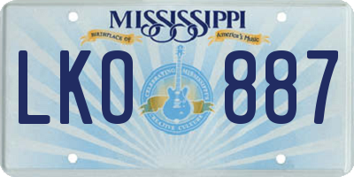 MS license plate LKO887