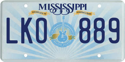 MS license plate LKO889
