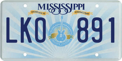MS license plate LKO891