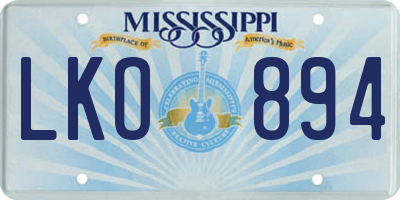 MS license plate LKO894