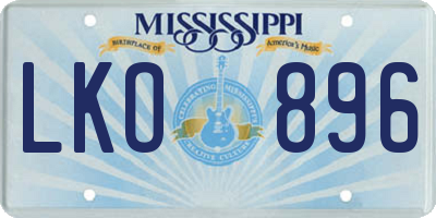 MS license plate LKO896