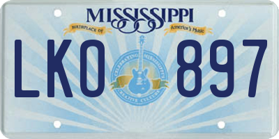 MS license plate LKO897