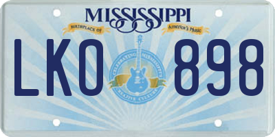 MS license plate LKO898