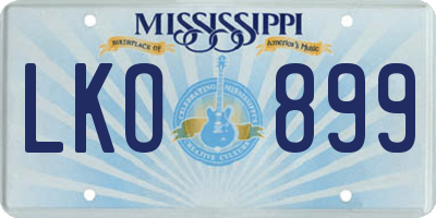 MS license plate LKO899