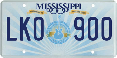 MS license plate LKO900