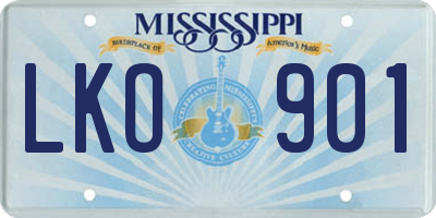 MS license plate LKO901