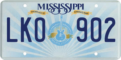 MS license plate LKO902