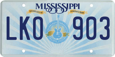 MS license plate LKO903