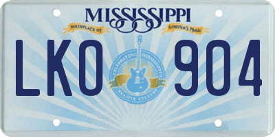 MS license plate LKO904