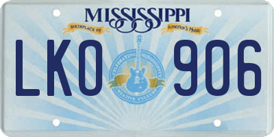 MS license plate LKO906