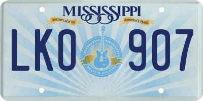 MS license plate LKO907