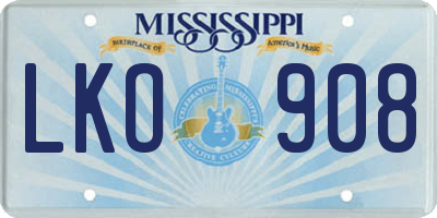 MS license plate LKO908
