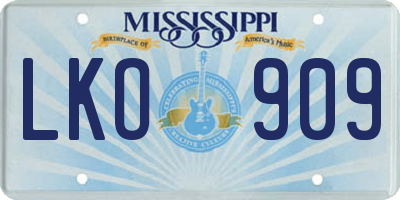 MS license plate LKO909