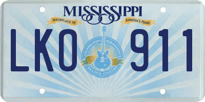 MS license plate LKO911