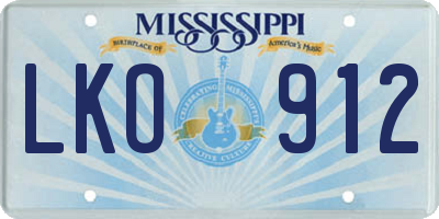 MS license plate LKO912