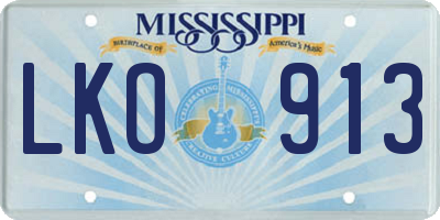 MS license plate LKO913