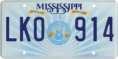 MS license plate LKO914