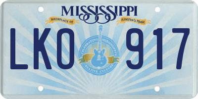 MS license plate LKO917