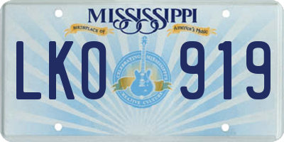 MS license plate LKO919