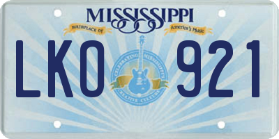 MS license plate LKO921
