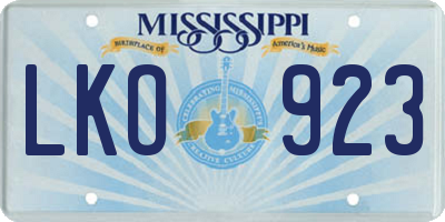 MS license plate LKO923