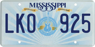 MS license plate LKO925