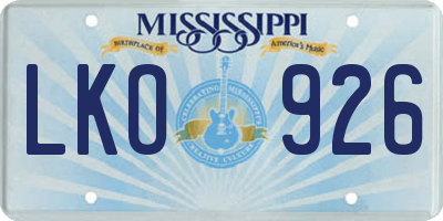 MS license plate LKO926