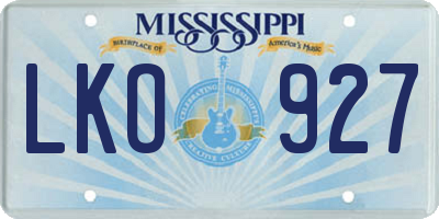 MS license plate LKO927