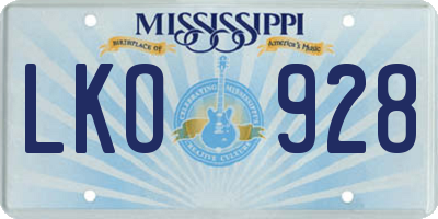 MS license plate LKO928