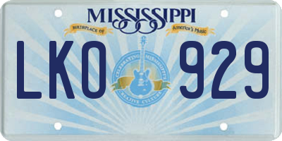 MS license plate LKO929